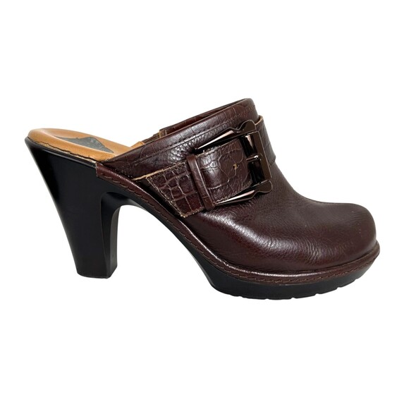 Sofft Platform Mules Clogs w Buckle Size 8.5 Dark Brown Raisin Leather Y2K - Picture 3 of 14